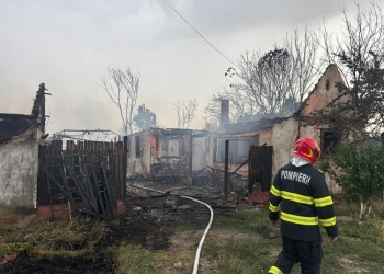 O casă și hectare de vegetație ard la Jebel