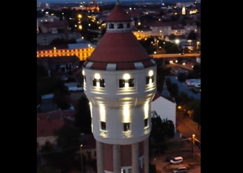 S-au finalizat cu bine probele pentru iluminatul arhitectural al turnului de apă din Iosefin