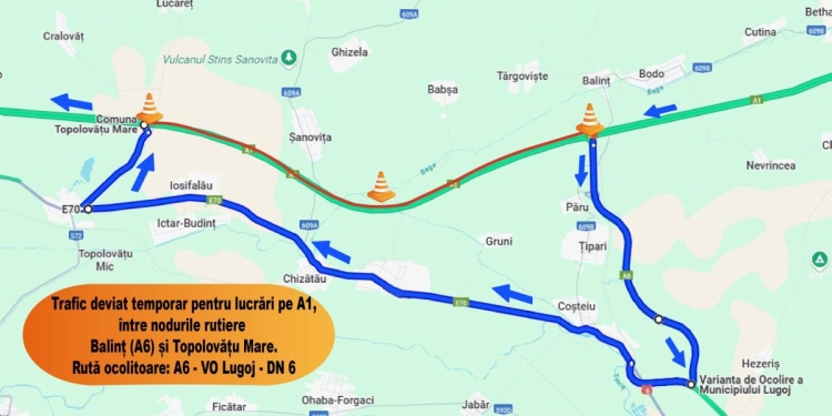 Atenție șoferi, trafic deviat pe A1, Lugoj-Timișoara până la finalul lunii iulie