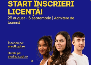 Admiterea de toamnă la UPT începe pe 25 august