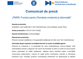 12 case tradiționale din satul Charlottenburg, reabilitate prin fonduri PNRR