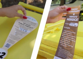 RETIM și ADID Timiș reiau aplicarea etichetelor de avertizare pentru separarea incorectă a deșeurilor