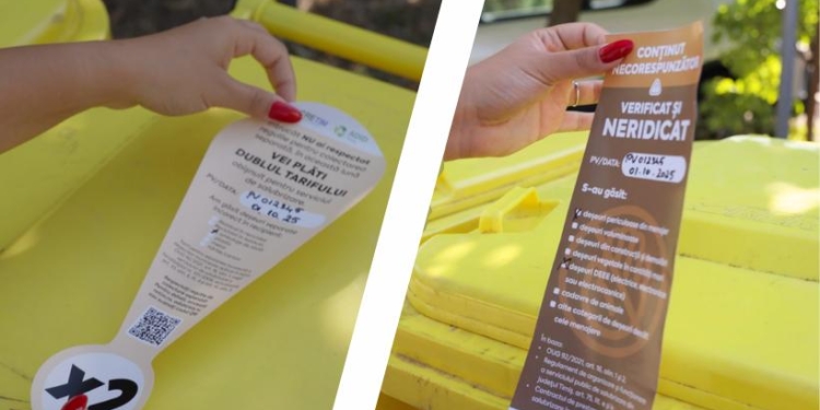 RETIM și ADID Timiș reiau aplicarea etichetelor de avertizare pentru separarea incorectă a deșeurilor