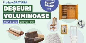 Campanie trimestrială de colectare a deșeurilor voluminoase cu predare gratuită în  Zona 1 Rural Timiș – RETIM și ADID Timiș 2025