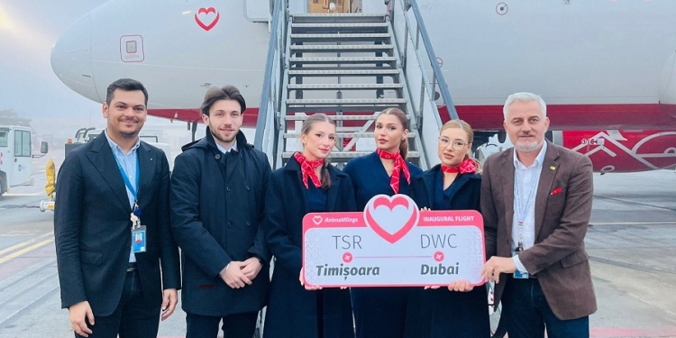 A decolat primul avion pe ruta Timișoara – Dubai, operat de compania Animawings FOTO