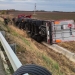 Tir răsturnat pe autostrada A1, în Timiș! Traficul se desfășoară îngreunat