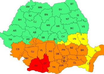 Vânt și ploi în vestul țării
