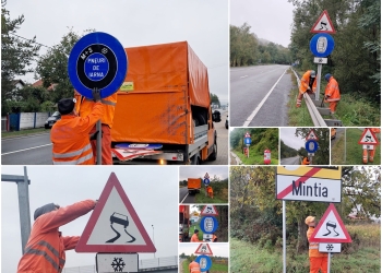 Se montează indicatoarele de iarnă pe drumurile din vestul țării
