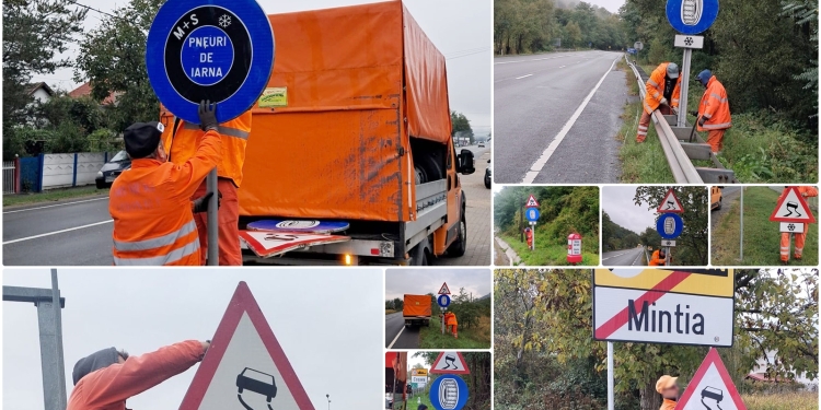 Se montează indicatoarele de iarnă pe drumurile din vestul țării