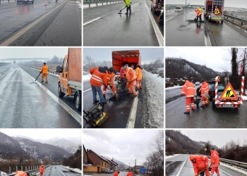 Reparații pe autostrada A1, în vestul țării! Se astupă gropile apărute în urma ninsorilor