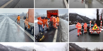 Reparații pe autostrada A1, în vestul țării! Se astupă gropile apărute în urma ninsorilor