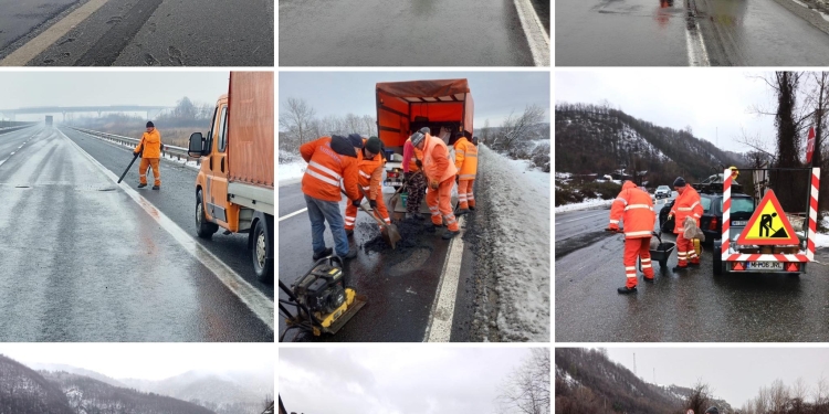 Reparații pe autostrada A1, în vestul țării! Se astupă gropile apărute în urma ninsorilor