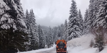 Zeci de utilaje au răspândit material antiderapant pe drumurile din Timiș