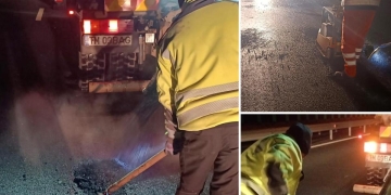 Lucrări pe A1 între sectorul Remetea Mare – Traian Vuia. Se asfaltează gropile