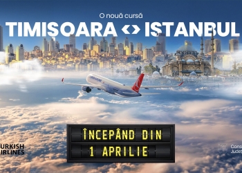 Primul zbor al Turkish Airlines de pe aeroportul din Timișoara va avea loc miercuri cu destinația Istanbul