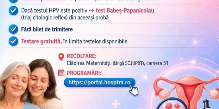 Uneori, sănătatea nu costă. Testări gratuite pentru cancerul de col uterin la Spitalul Județean Timișoara