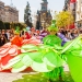 Spectacol cu flori în centrul Timişoarei, în cadrul Târgului de Paşte