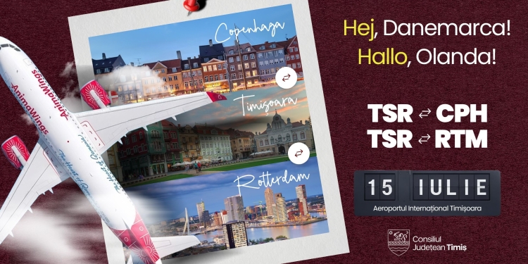 AnimaWings va asigura zboruri directe de la Timișoara spre Copenhaga și Rotterdam, din luna iulie