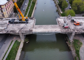 Șantierul Podului Iuliu Maniu din Timișoara: etapă decisivă în demontarea structurii vechi