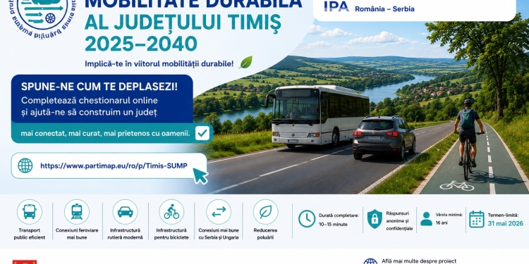 Se lucrează la Planul de Mobilitate Durabilă al Județului Timiș, care va decide cum arată transportul pentru următorii 15 ani