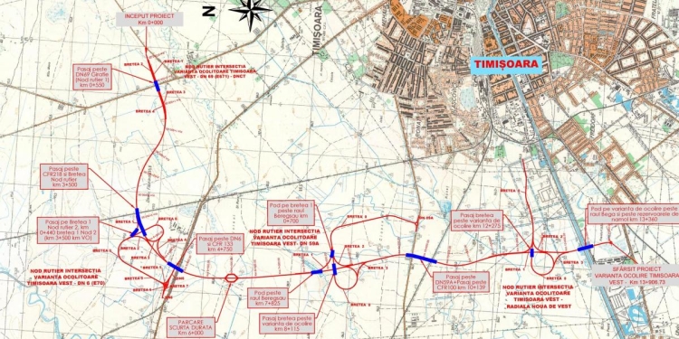 Șantierul pentru Centura Timișoara Vest începe pe 14 mai: 14 km de drum nou și 4 noduri rutiere