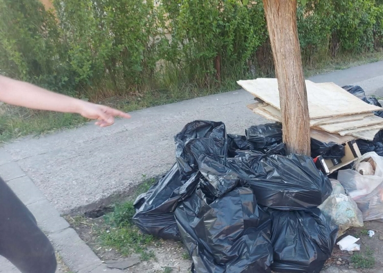 „Renovare” scumpă. Amendă de 30.000 de lei pentru 25 de saci cu moloz abandonați pe spațiul verde