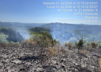 Incendiu puternic într-un parc natural din Banat! Au fost trimise două elicoptere Black Hawk