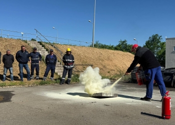 Exercițiu de stingere a incendiilor la Stația de Epurare Jimbolia FOTO