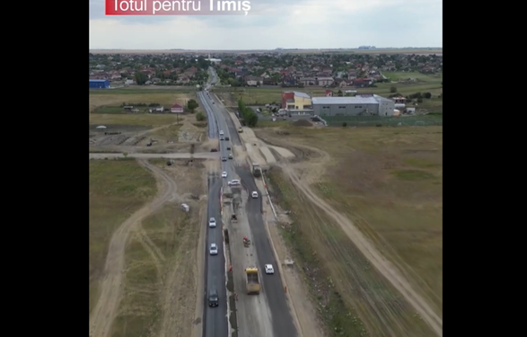 Lărgirea la patru benzi a drumului ce face legătura între Sânandrei și DN69, la un stadiu de aproape 70%