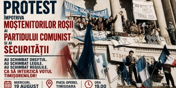 Protest în Piața Operei din Timișoara, după decizia CCR privind mandatul lui Dominic Fritz. Societatea civilă vorbește despre „represiune politică”