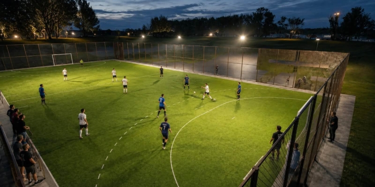 Au început lucrările la un teren sintetic de fotbal în Sânmihaiu Român