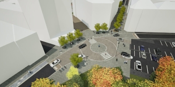 Zona Proclamația de la Timișoara se transformă: piatră naturală în loc de asfalt, mai mult spațiu verde şi pentru pietoni FOTO