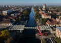 Montarea tablierului la Podul Muncii din Timişoara, finalizată luni FOTO